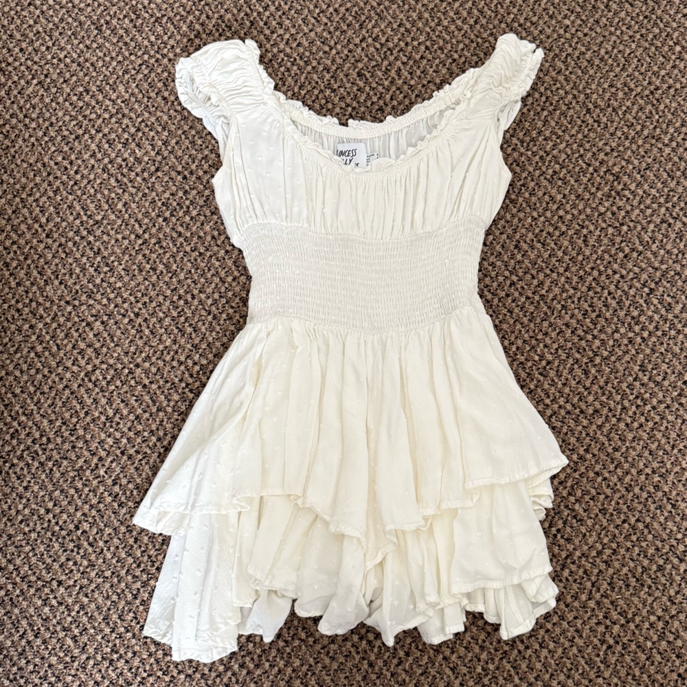 Princess Polly White Ruffled Mini Romper